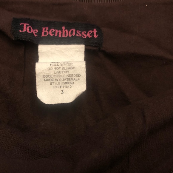 Joe Benbasset Full A-line Brown Skirt w/Pink/Yellow Polka Dots & Embroidery Edge - Picture 4 of 6